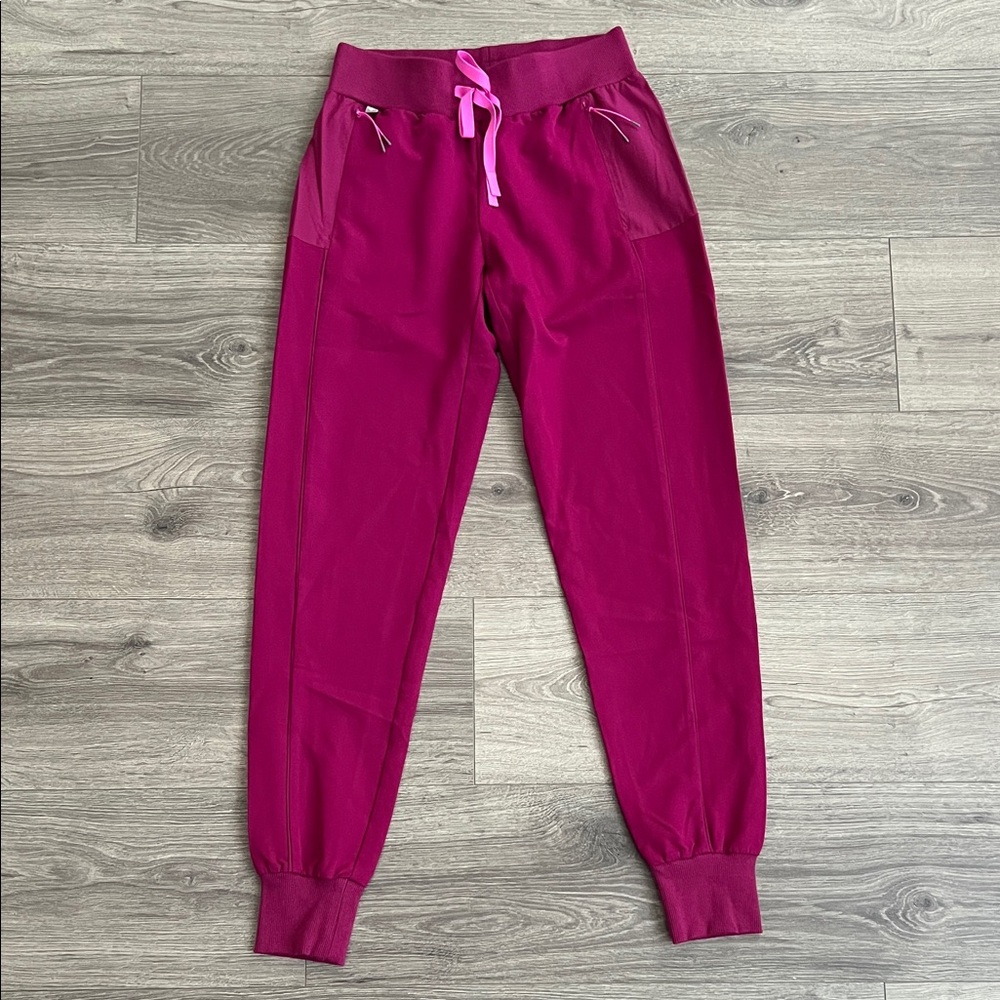 Figs Women’s Magenta Track Pants with Pink Drawstring